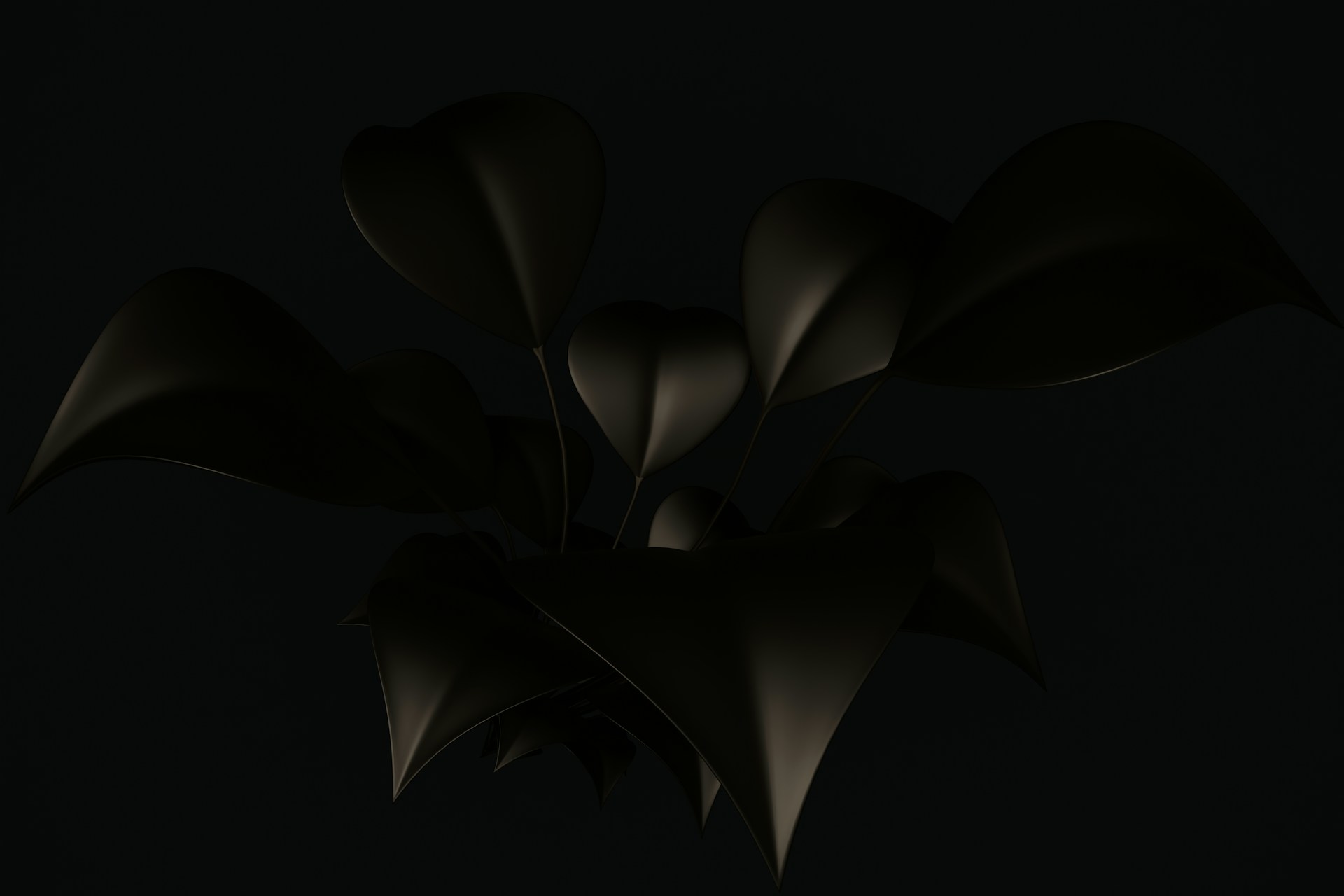 a black background with a bunch of leaves