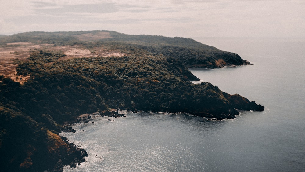 an aerial view of a large body of water