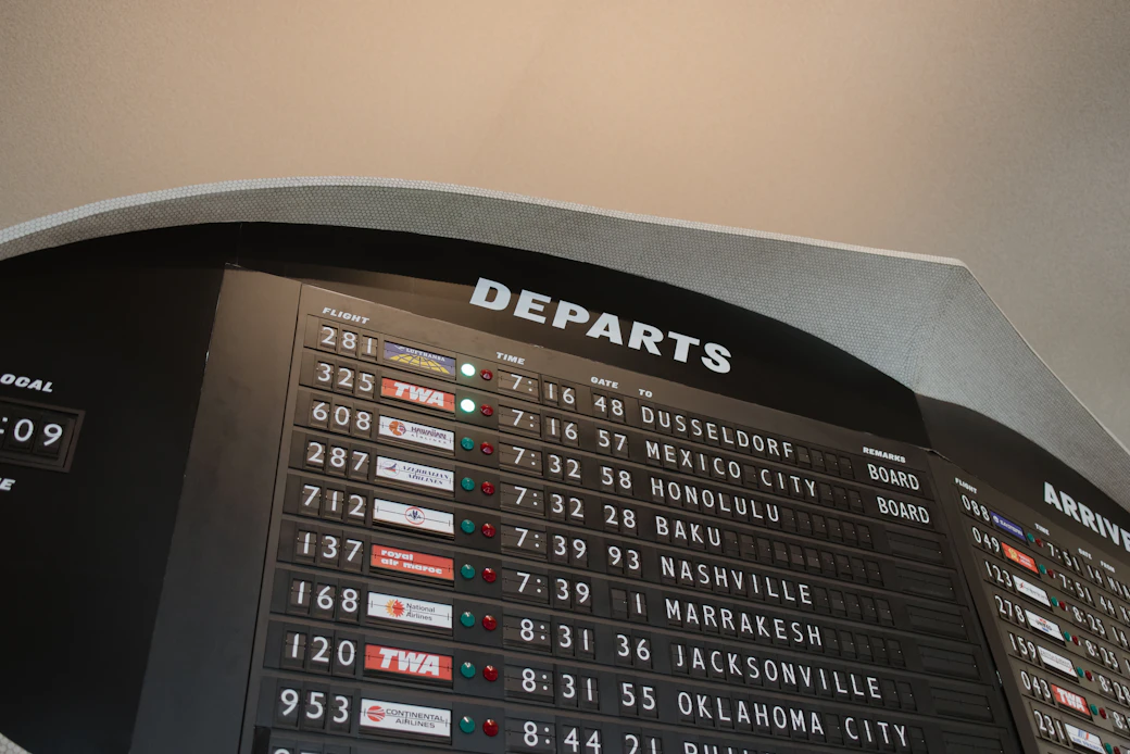 Split-flap departures board at JFK, New York