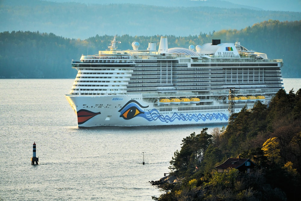a large cruise ship in a body of water