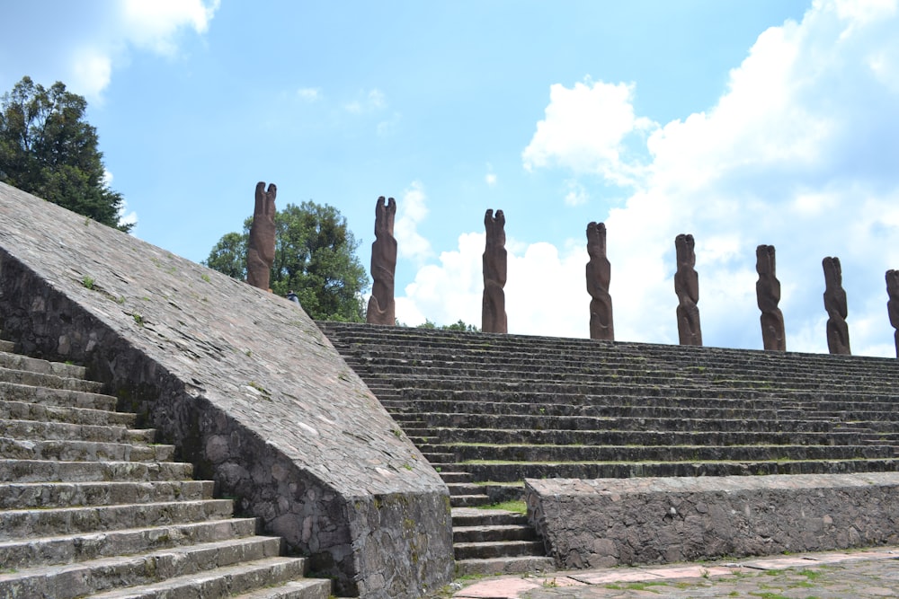 a stone stairway with steps leading up to it