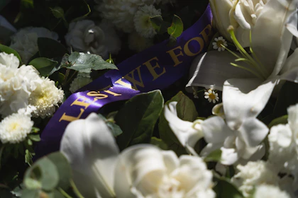 A beautiful floral arrangement for a memorial.