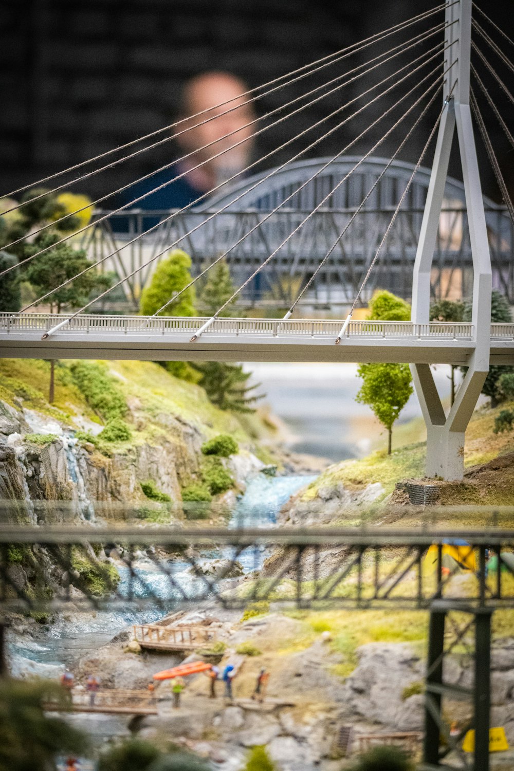 a model of a bridge over a river