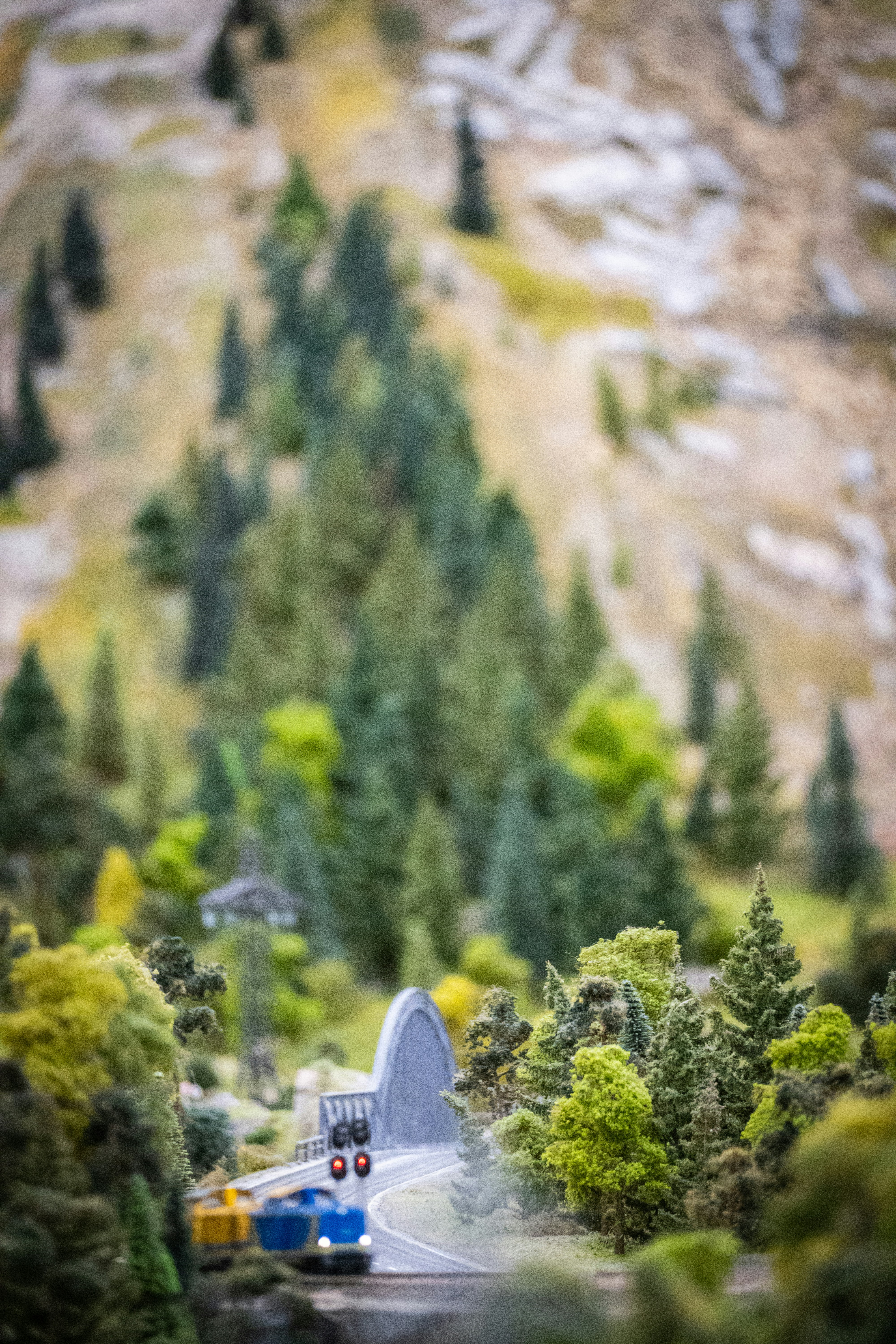 a toy train is coming down the tracks