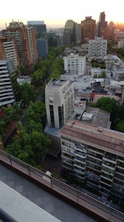 Balcony view overlooking Bangalore’s skyline during sunset, highlighting urban living
