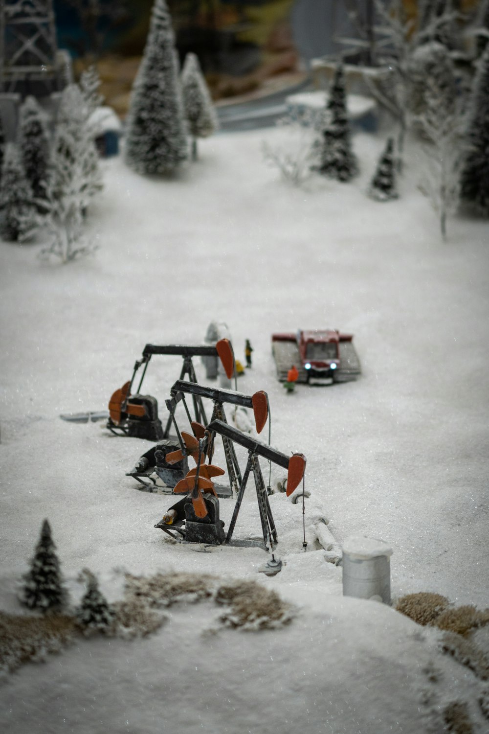 a model of a playground in the snow