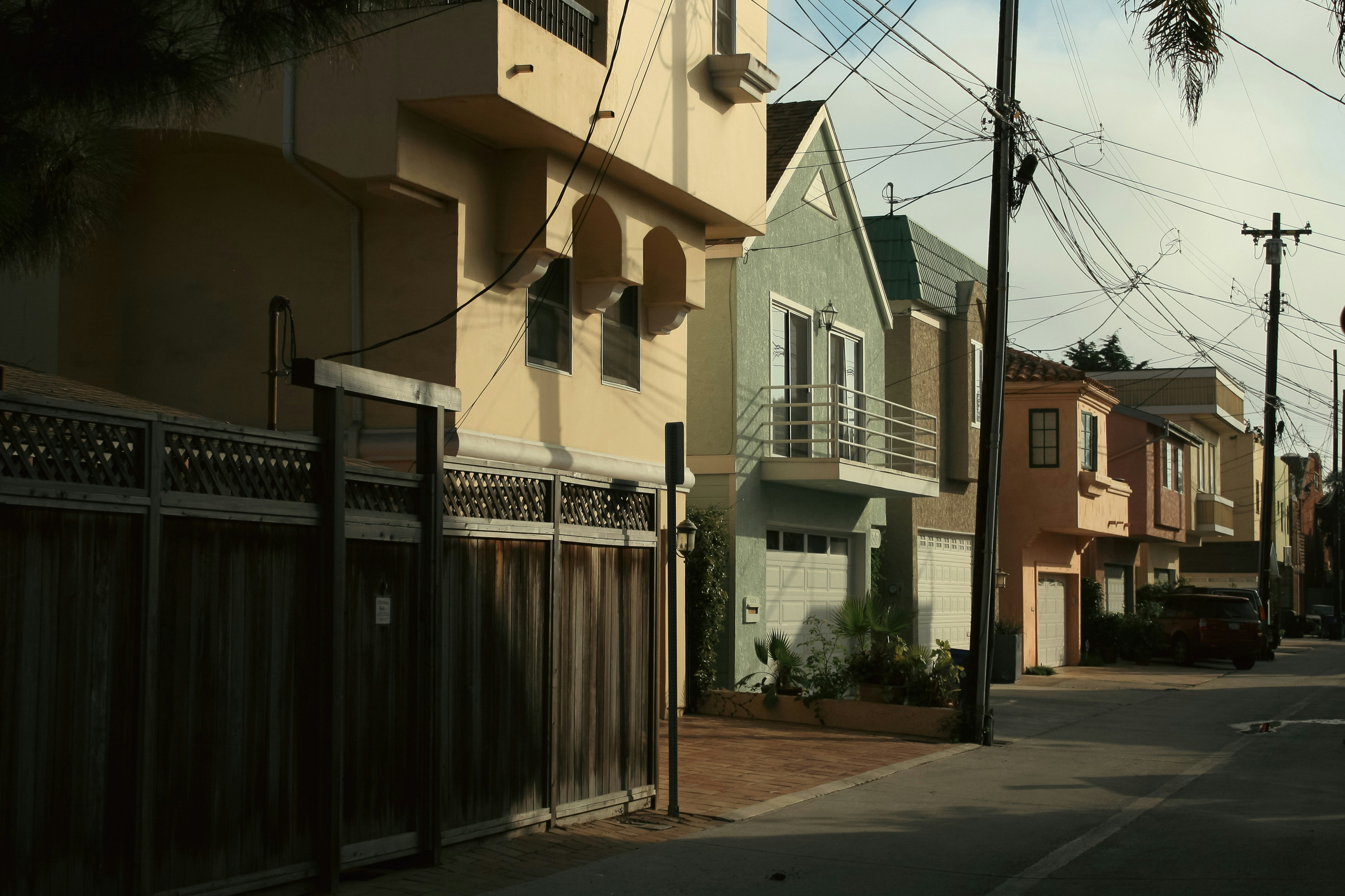 a row of houses on a city street