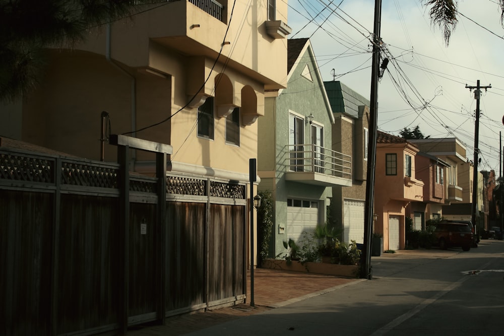 a row of houses on a city street