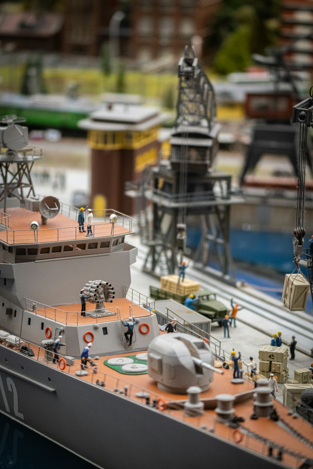 a model of a ship with people on it