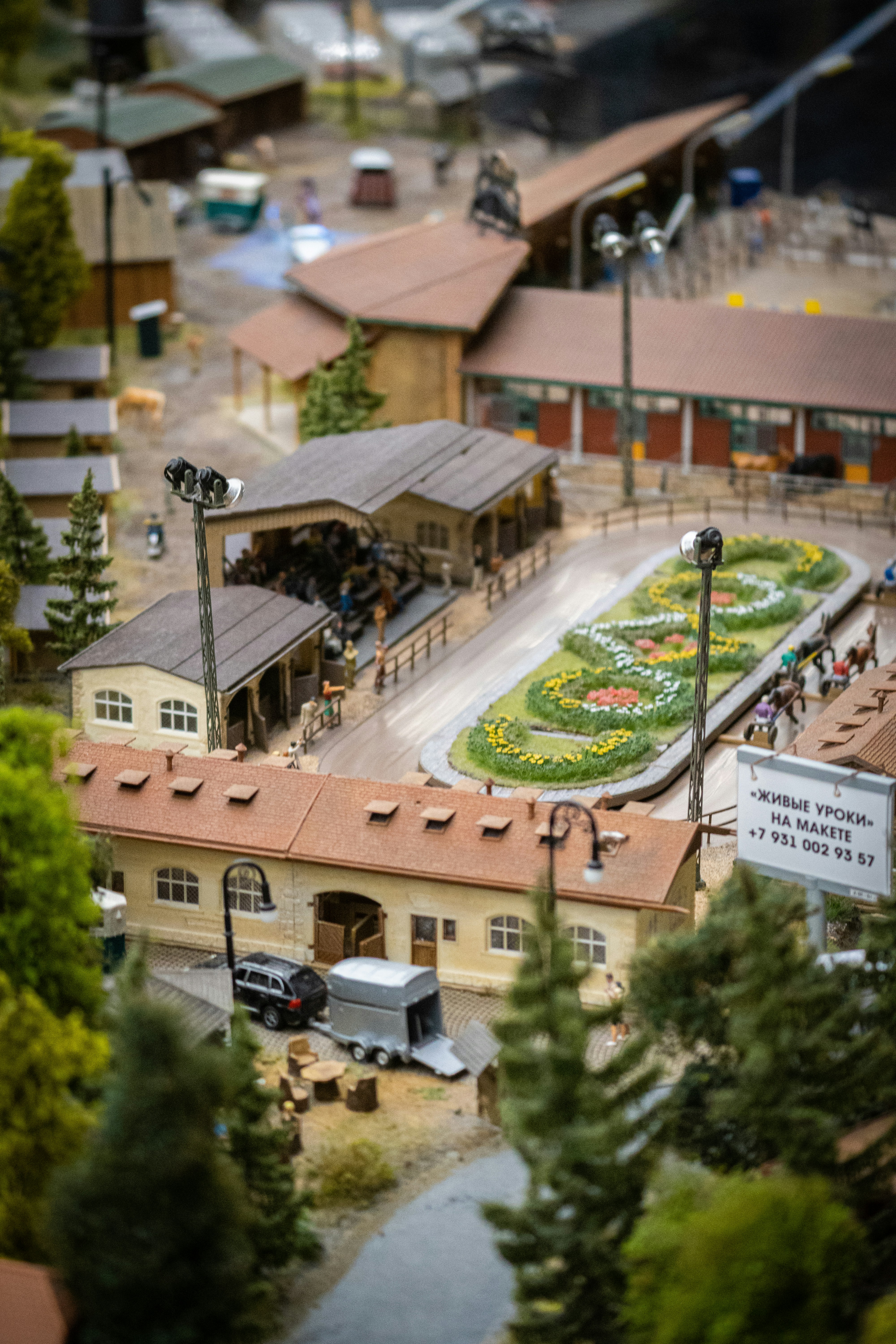 A model of a town with a train station