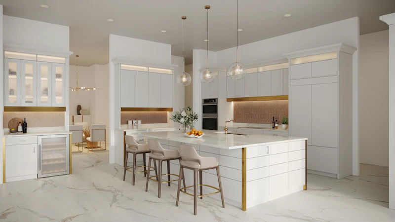 Luxury kitchen renovation Dubai — bespoke cabinetry and marble finishes
