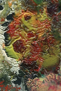 A vibrant resin craft piece showcasing unique colors and textures.