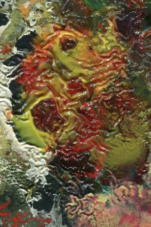 A vibrant resin craft piece showcasing unique colors and textures.