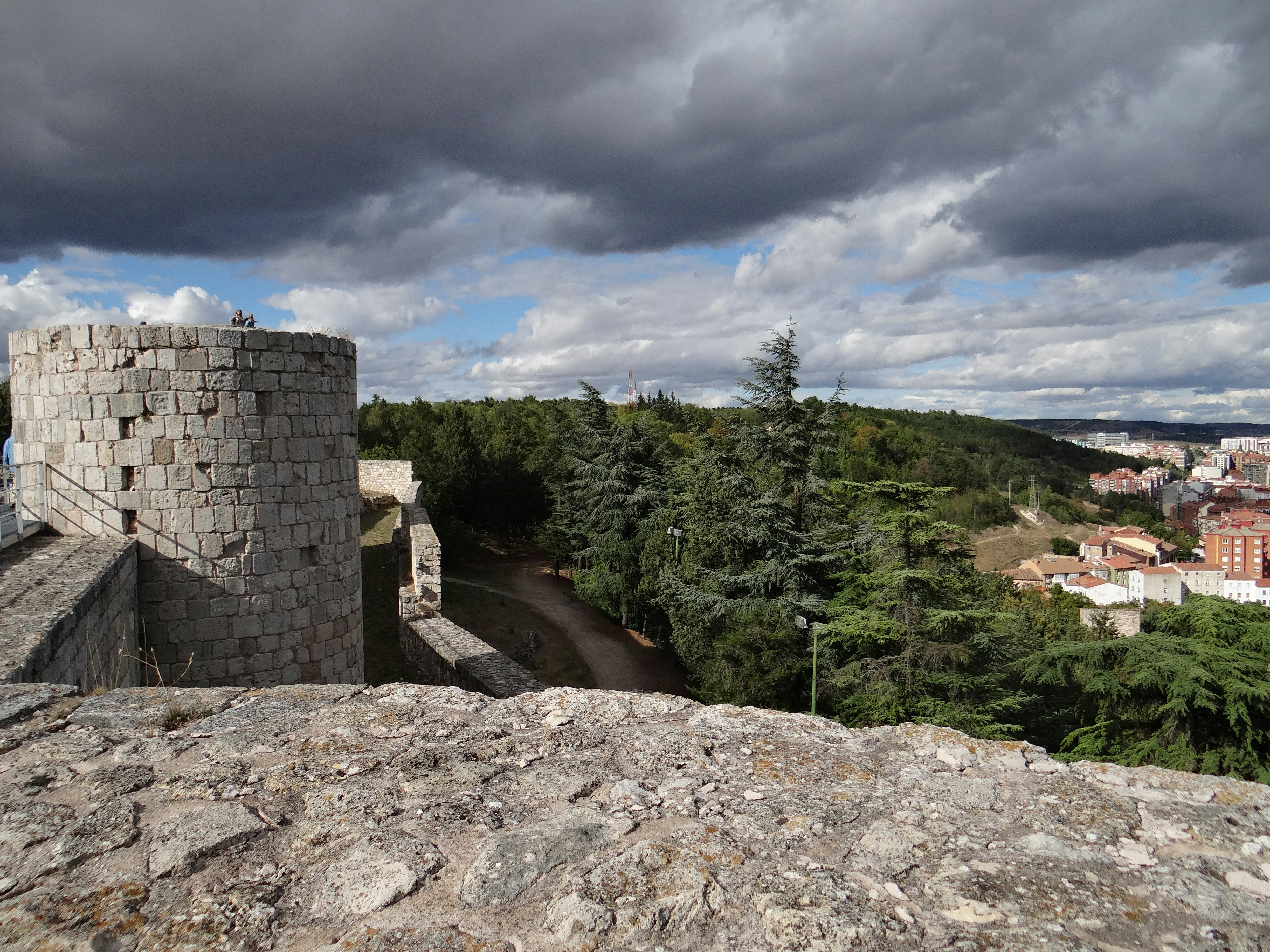 a view of a castle from the top of a hill