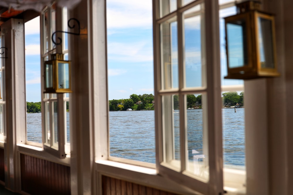 a view of a body of water through a window