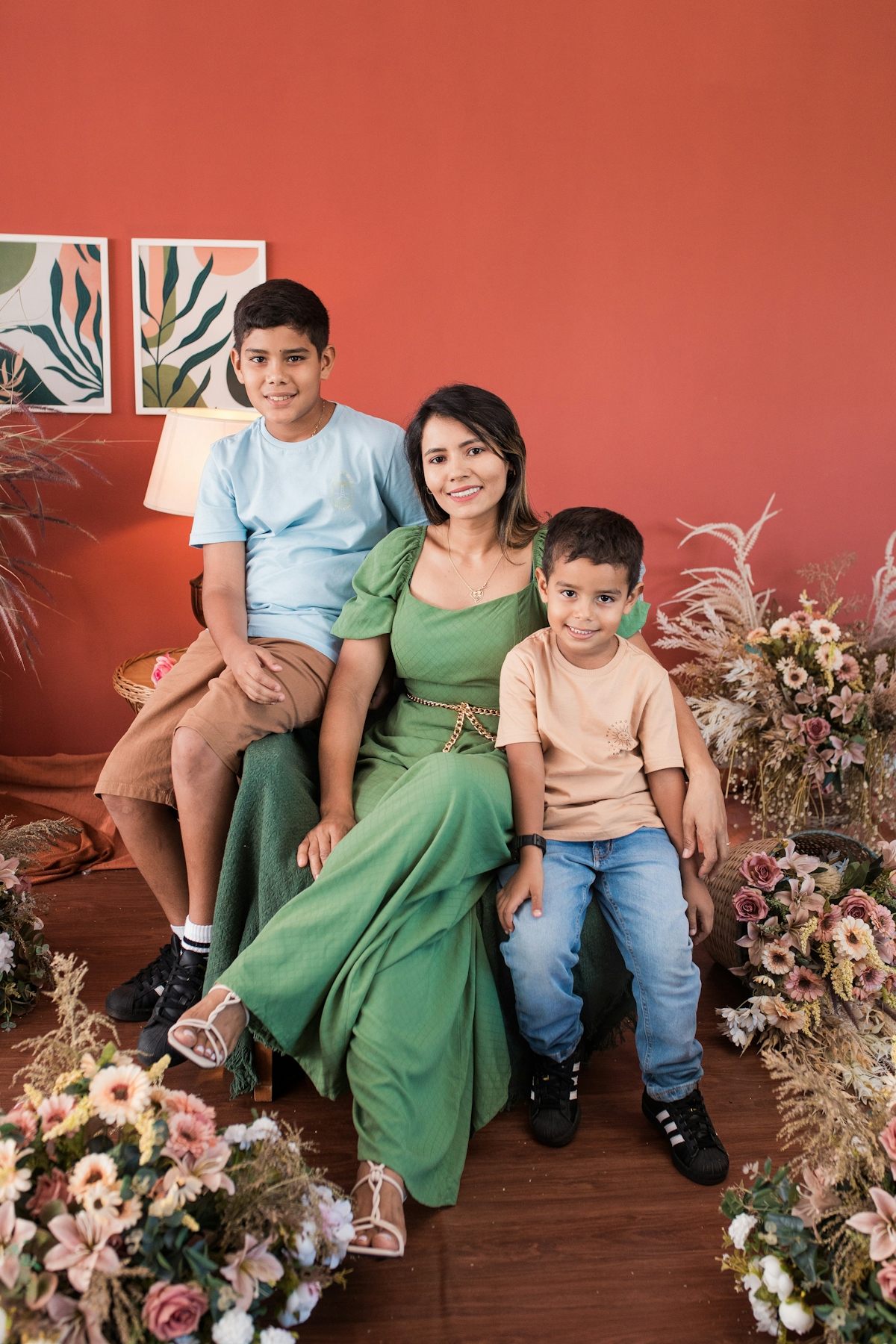 Happy Latino family at home
