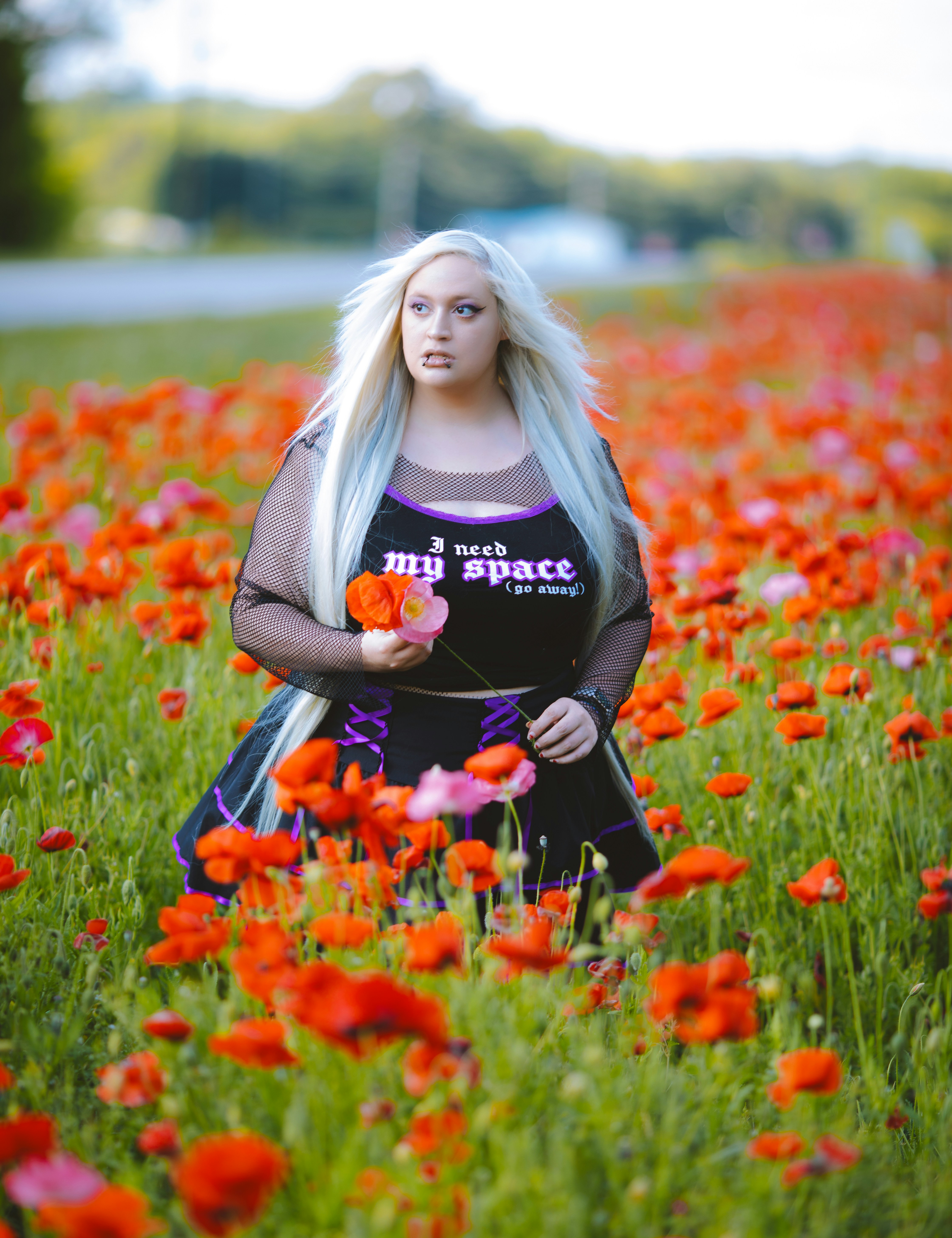 a woman with silver platinum hair in Boston