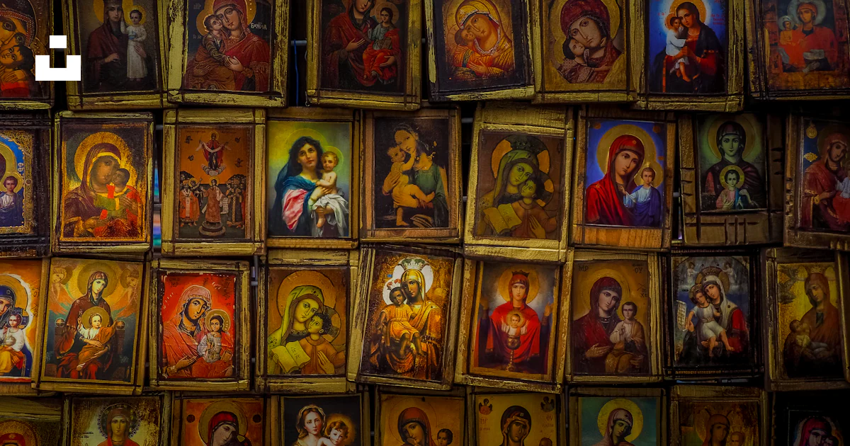 A wall full of religious icons and paintings photo – Free Nessebar ...