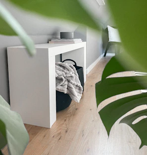 A minimalist white side table with clean lines and a visible 'Get Price' button
