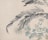 Delicate watercolor painting featuring large leaves and intricately detailed flowers. The leaves are shaded with soft grays and blues, while the flowers are depicted with fine lines and subtle blue and tan tones.