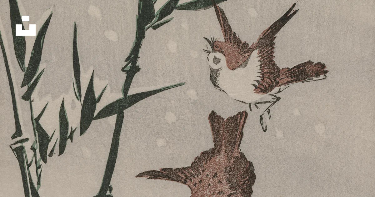 竹の木の上を飛ぶ2羽の鳥の絵の写真 – Unsplashの芸術の無料画像