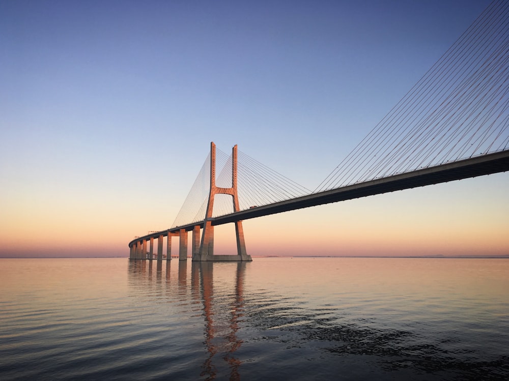 a large bridge spanning over a large body of water