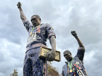 An artistic representation of famous athletes in action.