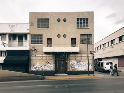 a building with graffiti on the side of it