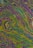 An abstract image with swirling patterns and vibrant colors. The design is reminiscent of marbled paper or an oil slick on water, with intricate, flowing shapes and an array of small, multi-colored spots creating a sense of movement and complexity.