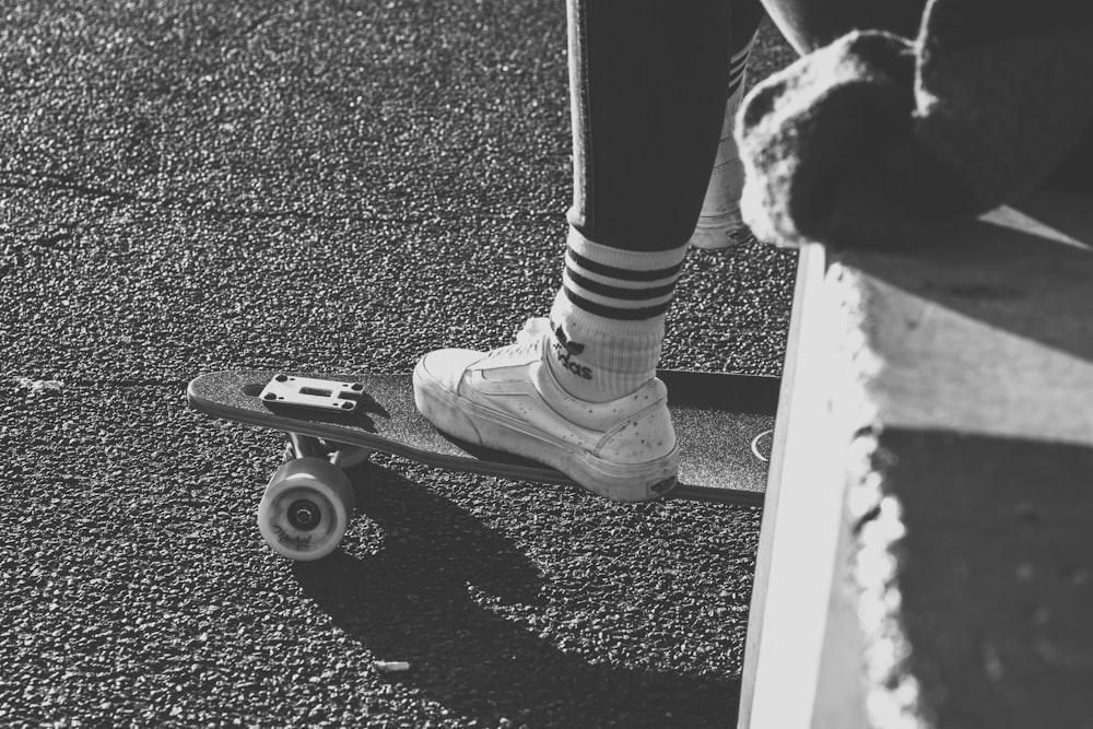 a person riding a skateboard on a street