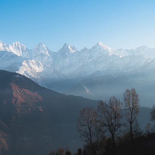 A breathtaking view of snow-covered mountains in Hokkaido.