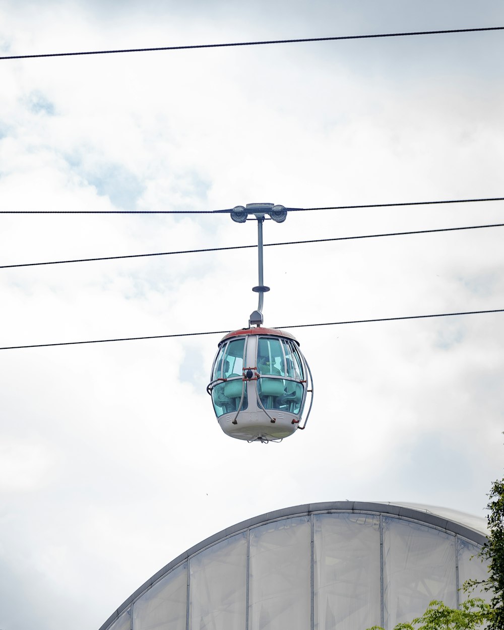 a gondola with a blue sky in the background