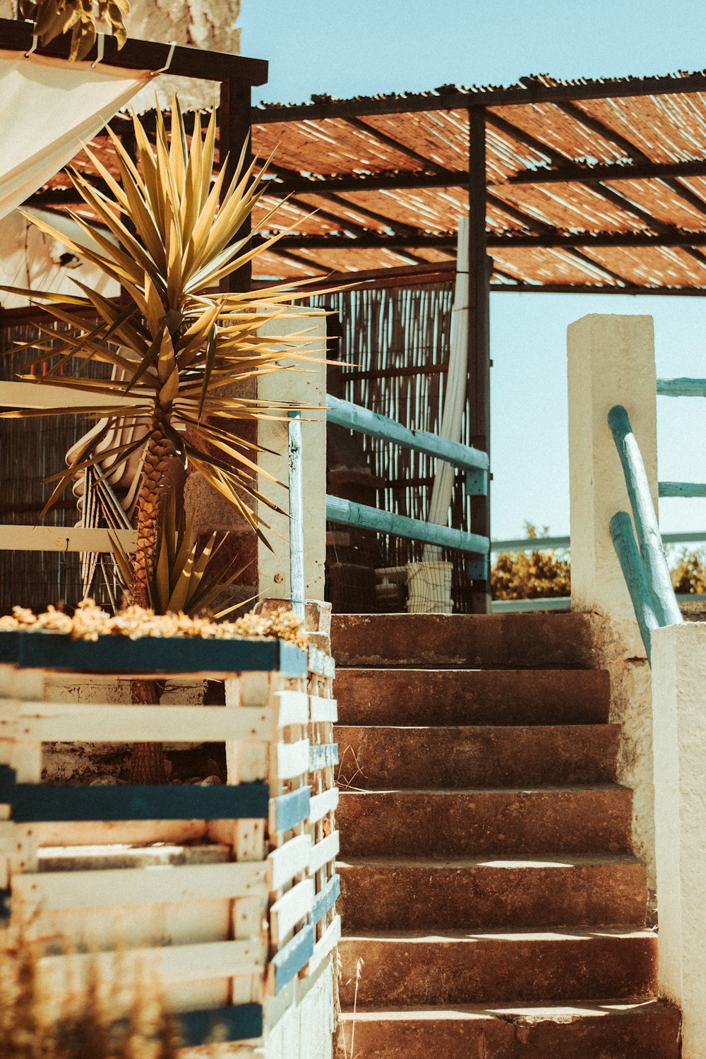 a set of stairs leading up to a building