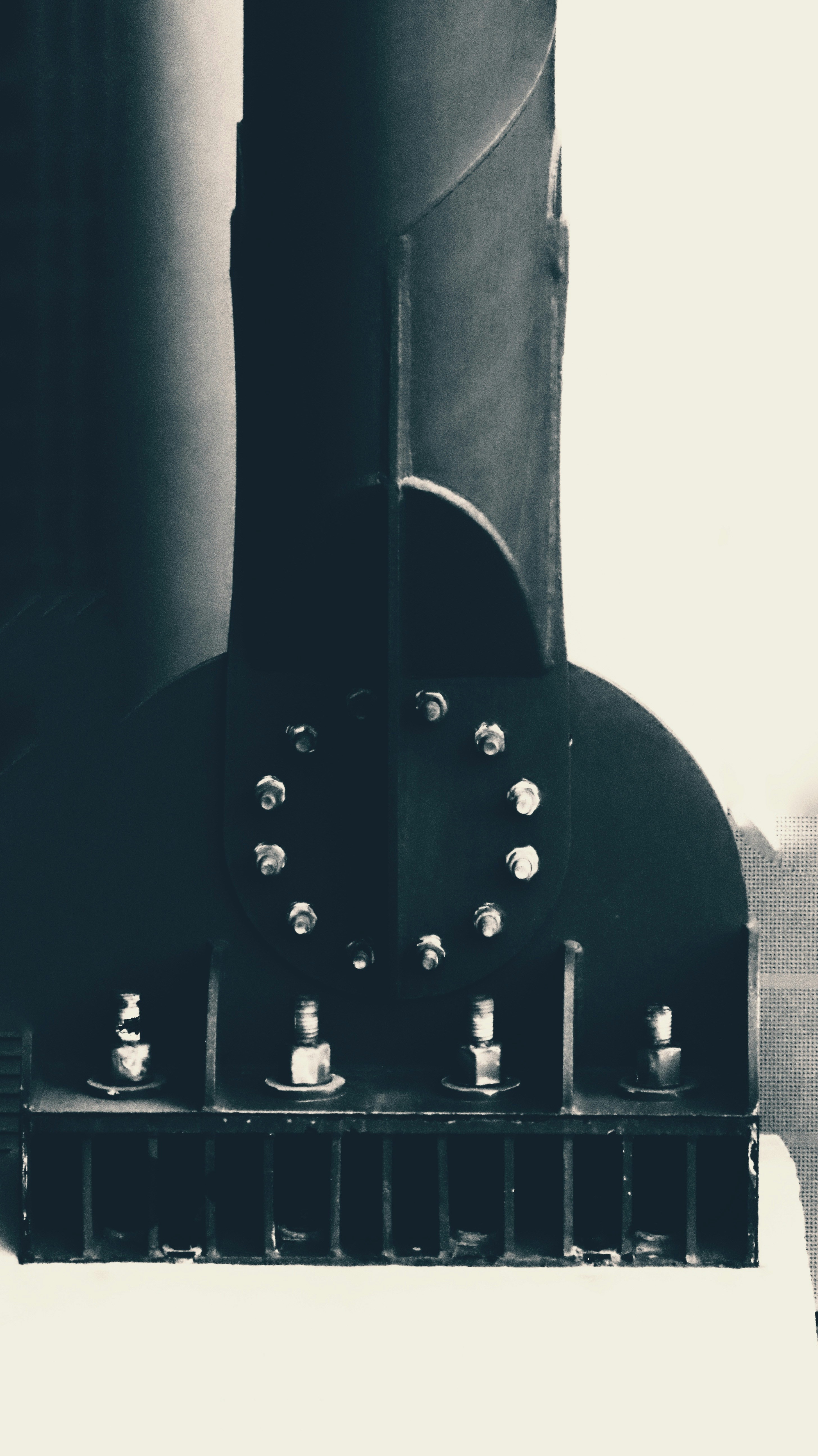 Steel structure showing strength and rigidity, industrial metal framework with bolts and beams