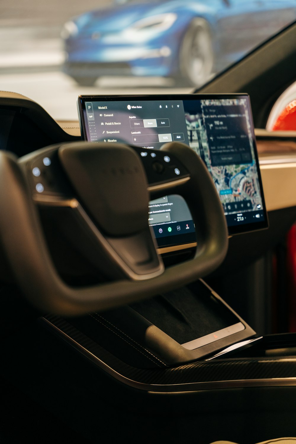 a car dashboard with a laptop on it