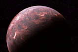 A panoramic view of a vast, mysterious planet bathed in twilight hues.