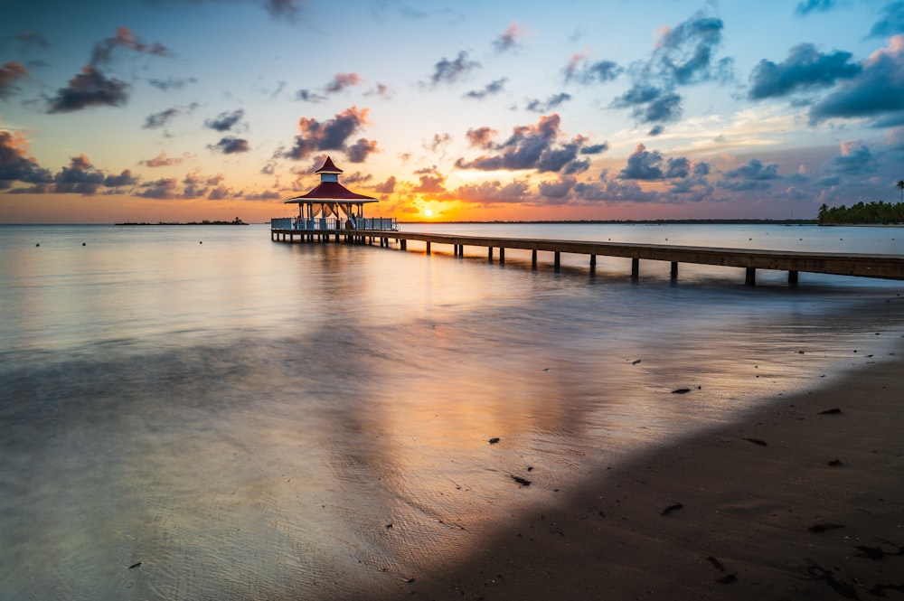 a pier that is sitting in the water