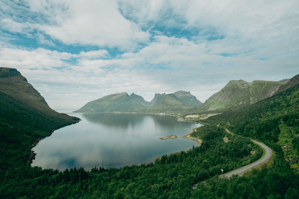 a large body of water surrounded by mountains