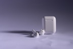 Wireless earbuds showcased in an elegant setting.