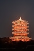 a tall tower lit up in the night sky