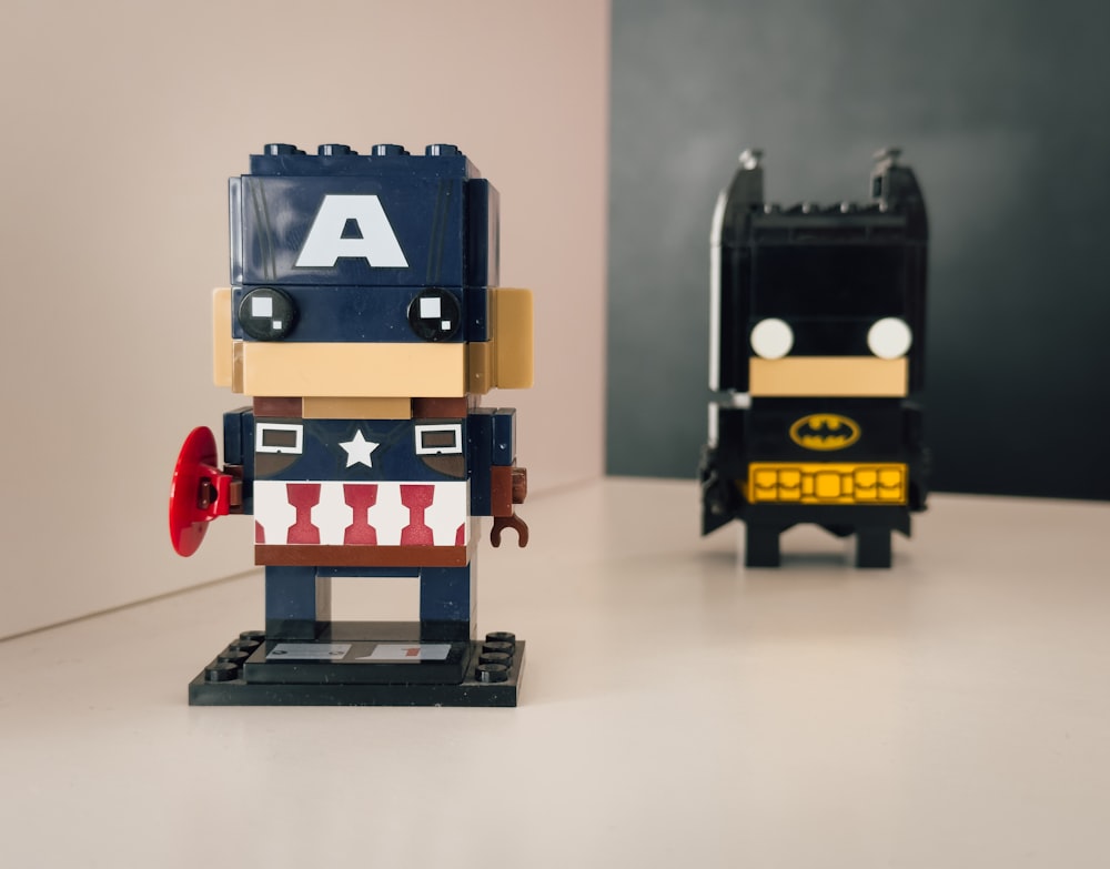 a lego batman and a lego captain america