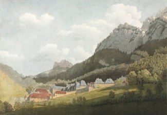 A serene landscape of the Aridani village, showcasing lush greenery and earthy tones.