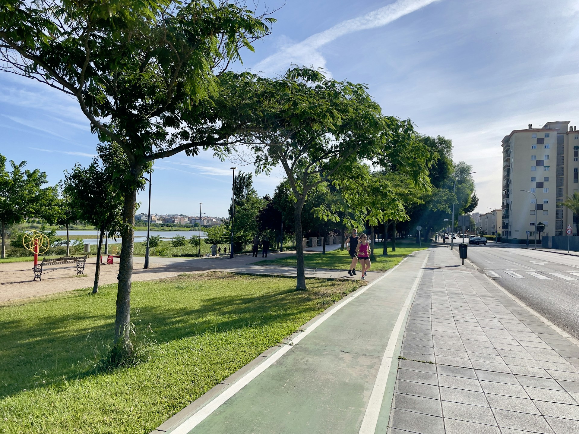 Tinisha Gold walking through a neighborhood park, greeting families and discussing environmental justice with local residents.