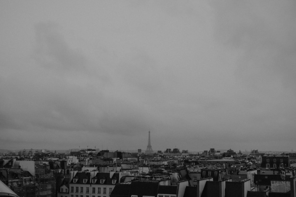a black and white photo of the eiffel tower in paris