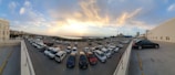 Panoramic security camera capturing a wide-angle view of a parking lot.