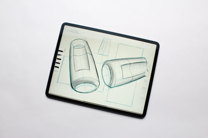 Concept sketch of a product drawn on paper