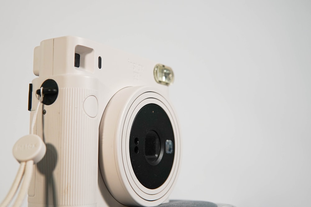 a close up of a camera on a table