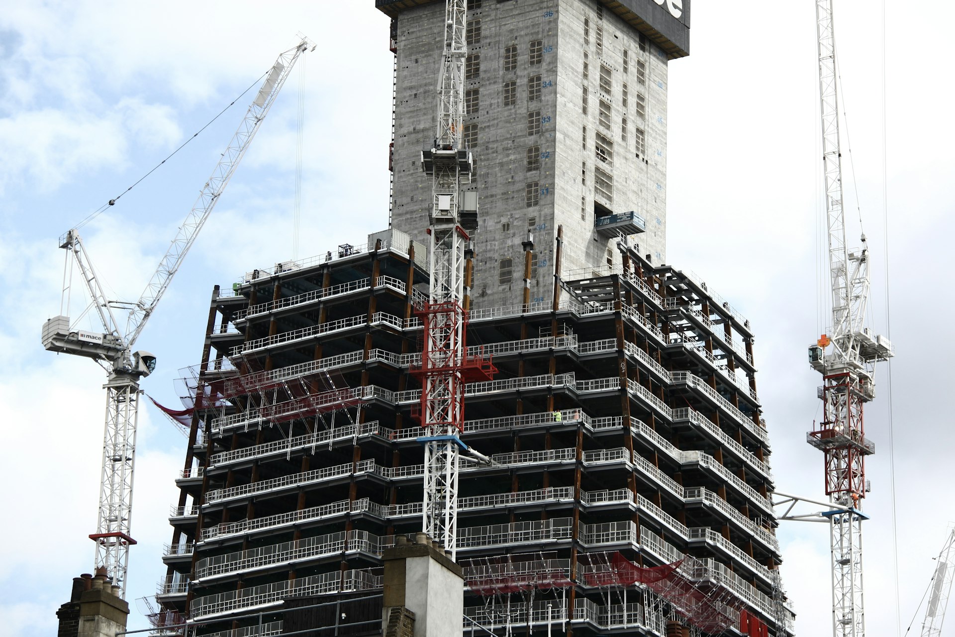 UK construction site with cranes