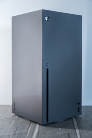 a black computer case sitting on top of a table