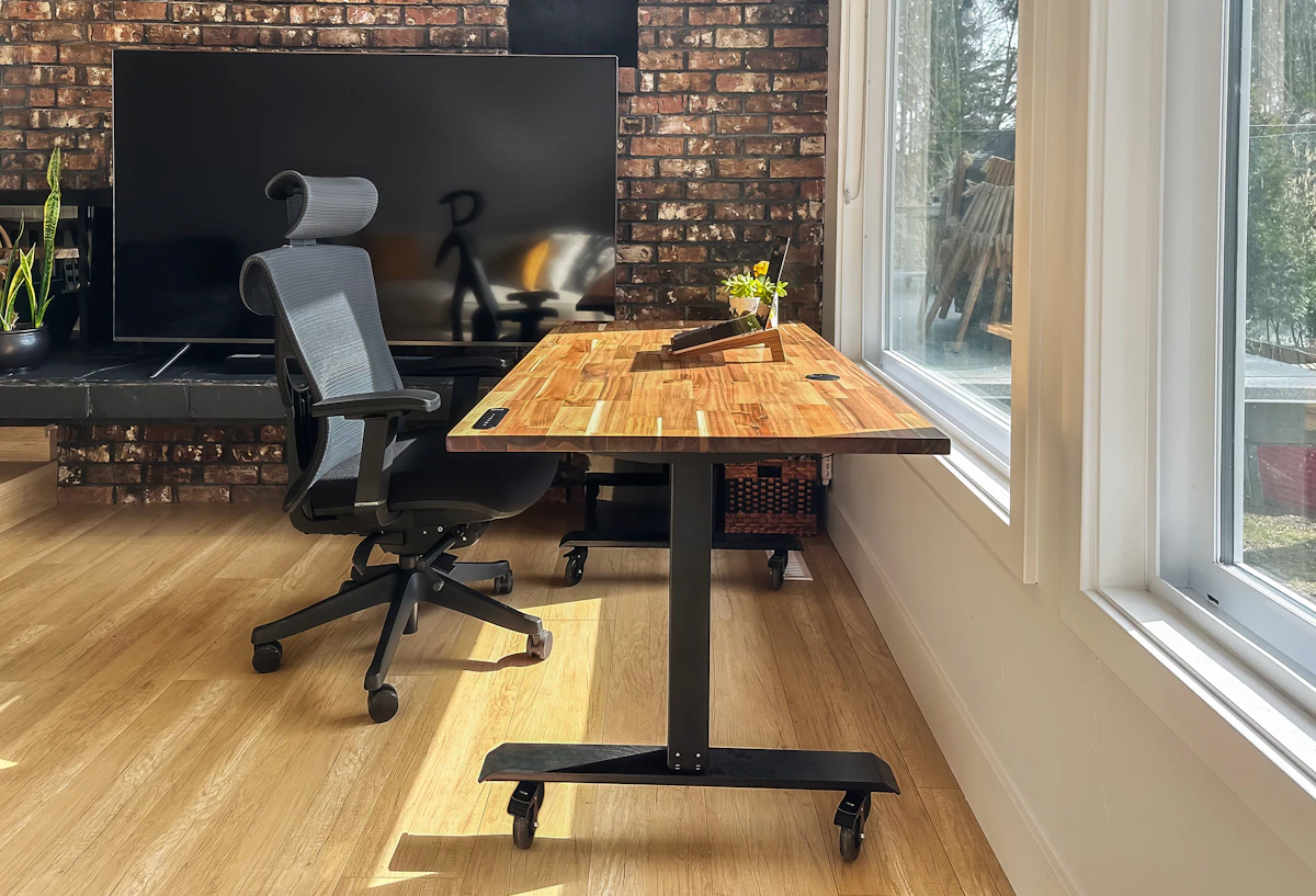 Furnished workspace with desk and chair